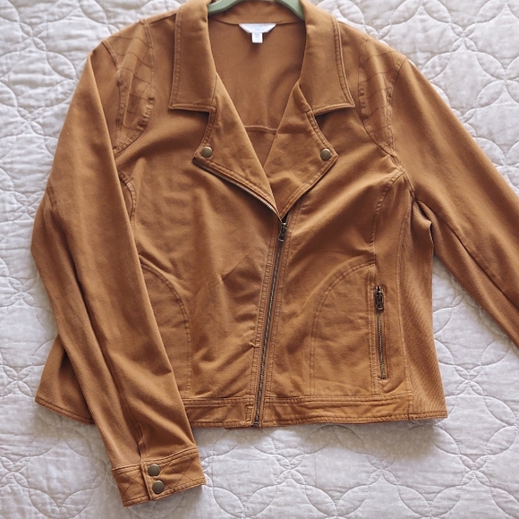 Time and Tru Jackets & Blazers - Camel/Tan Moto Jacket (Fits Like 18W-20W)